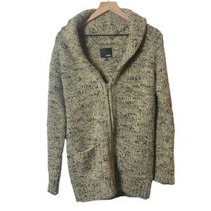 Wilfred Free Aritzia Marled Green Full Zip Wool Blend Alpaca Cardigan Sweater